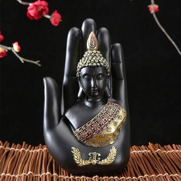 Дзен Ретро Статуя Будды Творческий Пальмовый Будда Ремесла Домашнее украшение Офисное украшение Садовое украшение Скульптура Будды
