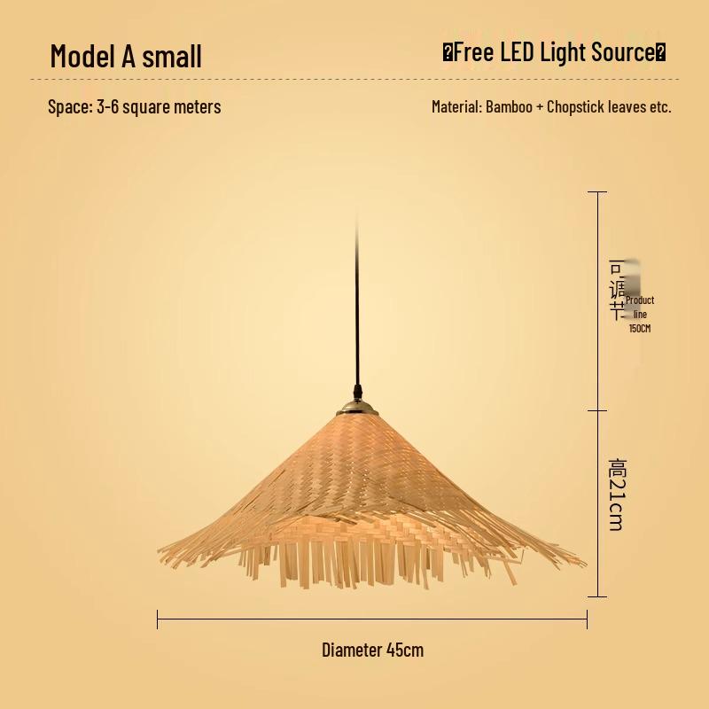 Китайская соломенная шляпа Дзен бамбуковый подвесной светильник – Ретро фермерский пасторальный декор
