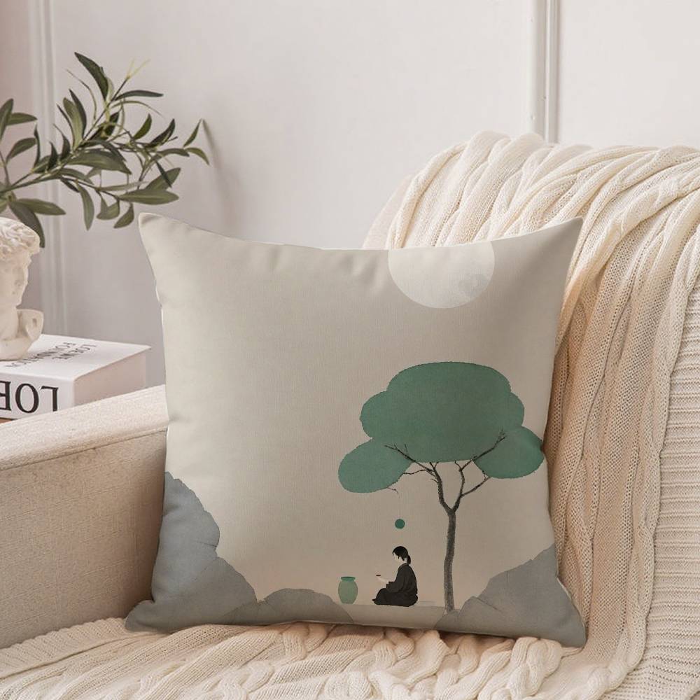 Китайская Дзен Наволочка Домашний Декор Накидка Для Дивана Кровати Автомобиля Декор Комнаты Идея Подарка 12x12Inch