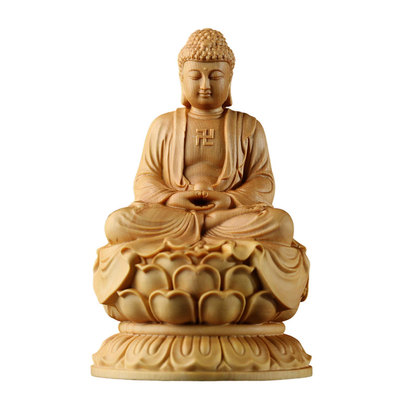 Будда Шакьямуни Будда Сото Дзен Будда Шакьямуни Сидящая статуя Будды Лотос Высокое качество Натуральный самшит Дерево Татхагата Будда Резной Будда Деревянный