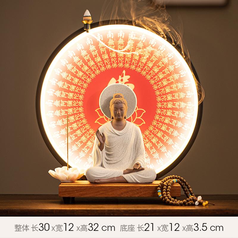 Статуя Будды Татхагата Будда Фигурка Шакьямуни Большая Статуя Будды Керамическая Лампа Круг Настраиваемая Для Благовоний Веранда Домашний Декор