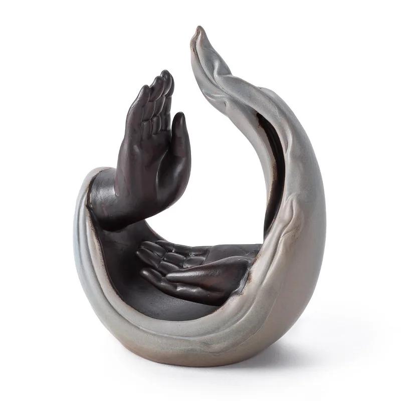 Керамическая Дзен Будда Рука Противоток Курильница Домашний Декор Курильница для Домашнего Отдыха Декор Чай Домашнее Животное Дзен Медитация